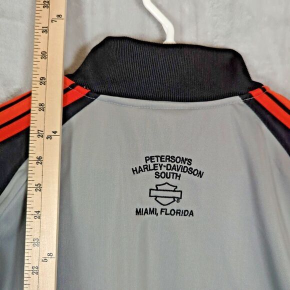 Harley Davidson‎ Track Jacket Mens Large Gray 3 Stripes Raglan Sleeve Full Zip - Picture 11 of 13
